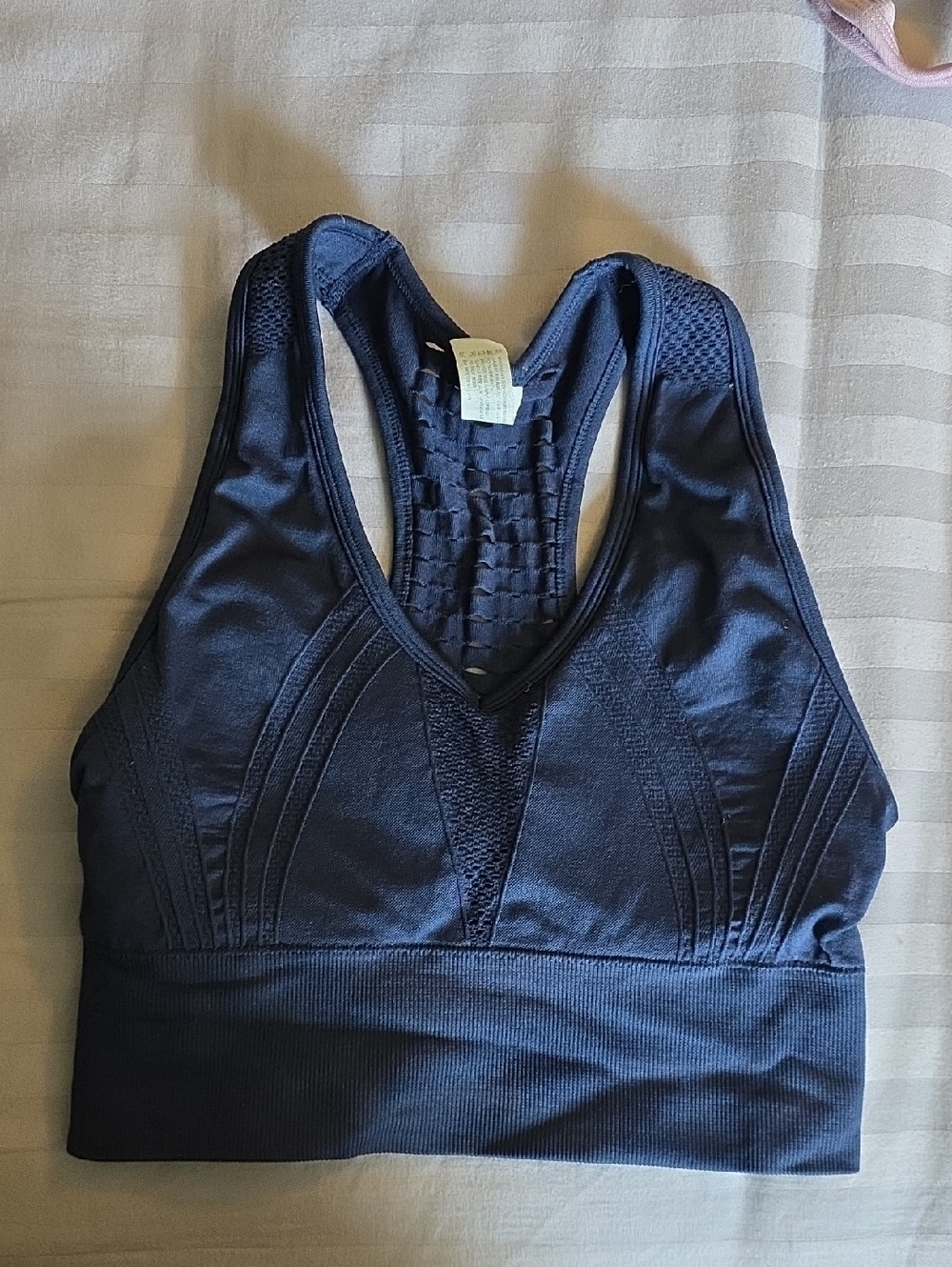 90 Degree By Reflex Navy Racerback Sports Bra with Textured Back